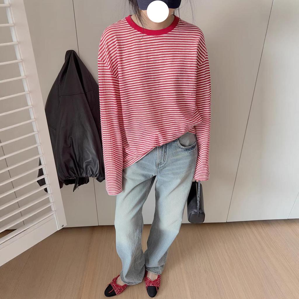 Colorful Striped See-Through Textured T-Shirt - Comfortable to Wear