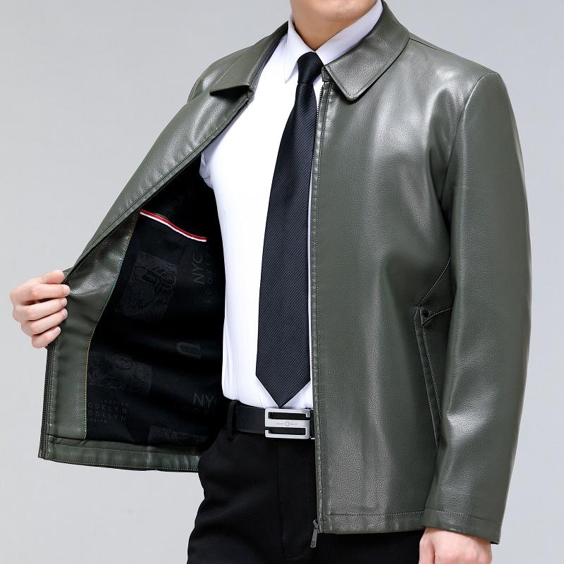 Мужская куртка из натуральной кожи, мужская куртка из овчины с лацканами, осенне-зимняя куртка Plus Velvet New Dad Casual Jacket