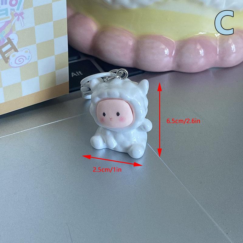 Cartoon Sheep Key Chain Cute Lamb Bag Pendant Keychain Kawaii Animal Key Fob Car Key Holder Accessories