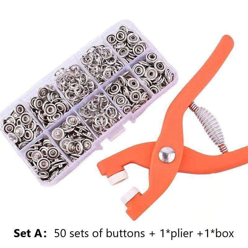 Snap Button Kit with Pliers Metal Press Studs Tool Kit Stainless Steel Snap Fastener Kit Accessory for DIY Crafts Clothes