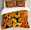 Leaves Duvet Cover Set Fall Season Canadian Maple Leaf Natural Plant Gold King Queen Size for Kid Boy Girl Polyester Bedding Set