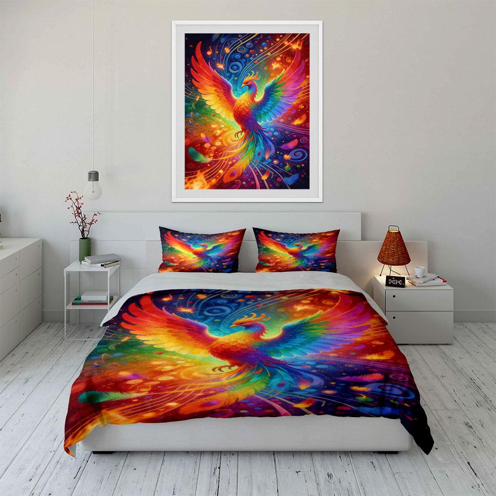 Colorful phoenix with swirls. Bedding sets Duvet cover sets Duvet covers Pillowcases(1 * Duvet Cover 2 * Pillowcases without duvet insert)