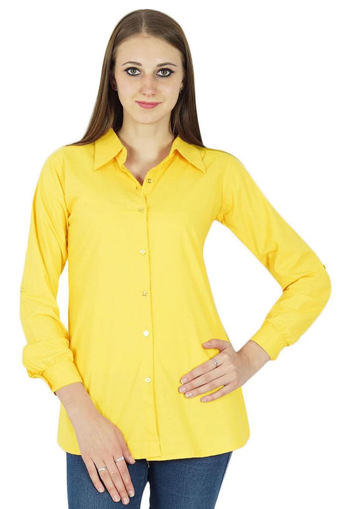 Top Cotton Shirt Long Sleeve Solid Short Kurta Women Clothing