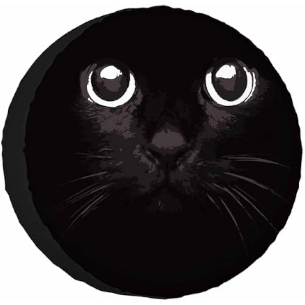 Black Cat Glowing Eyes Spare Tire Cover Waterproof Polyester Wheel Protector For RV Trailer SUV