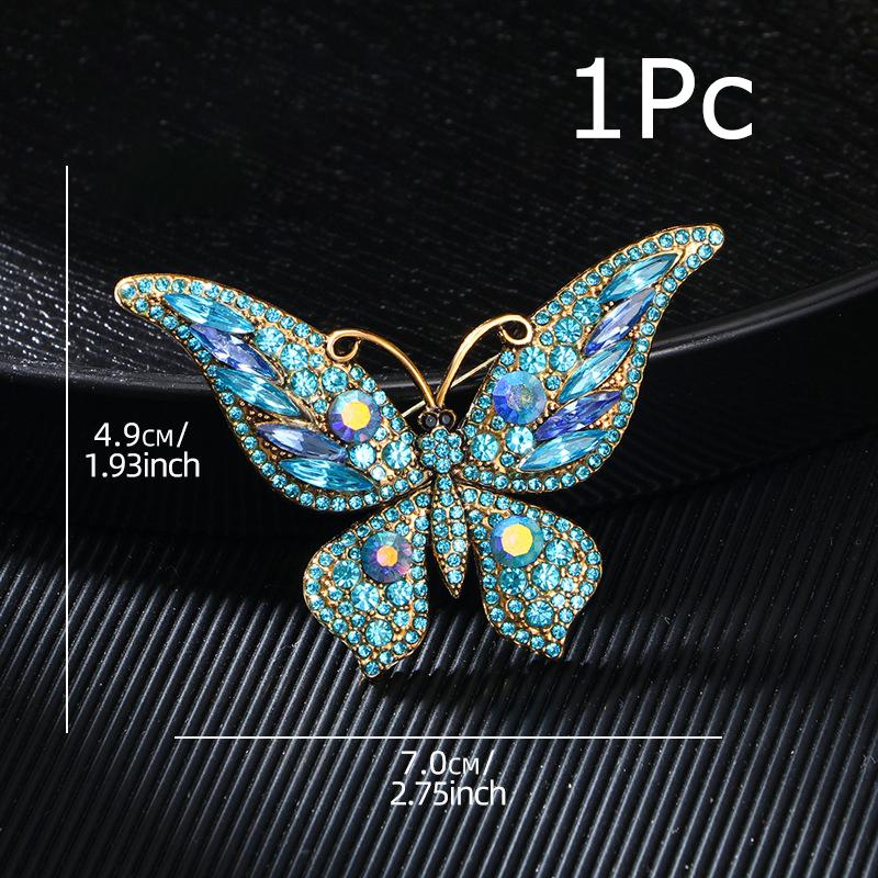 Ретро Подарки Брошь-цветок на грудь в виде бабочки Светская жизнь Инкрустированные бриллиантами Красочные тканевые аксессуары Модная элегантность 1 шт.