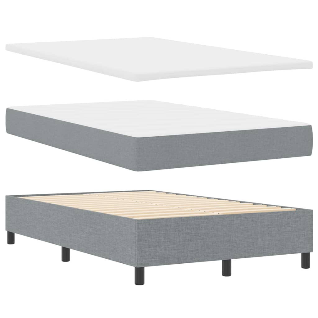 Box Spring Bed with Headboard Light Grey 120 x 190 cm Fabric