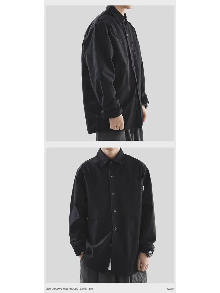 Модная рубашка в стиле Харадзюку с длинными рукавами в японском стиле в стиле ретро для мальчиков