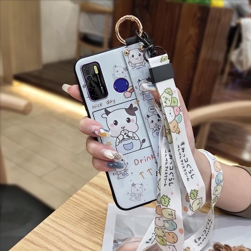 Cute Ring Phone Case For Tecno Camon15/15Air/16S/KD7H/CD6/CD7/Spark5/5Pro Anti-dust Back Cover Wristband Phone Holder
