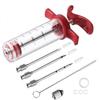 Professional Meat Marinade Injector Syringe with 3 Needles for BBQ Cooking Kitchen Tool Flavor Enhancer Thermometer Included