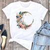 (Азиатский размер) Футболка женская футболка с лунным цветком трендовая милая женская одежда 90-х годов с коротким рукавом с принтом модные футболки с графикой