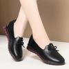 Мода 2024 Весна Осень Новые Женские Одиночные Туфли Лоферы Танкетка Мягкая Подошва Кожа Удобные Дышащие Средний Каблук Мода Ретро