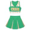 Kids Girls Stylish Cheerleading Dance Wear Sleeveless V Neck Crop Top with Skirt 2Pcs Clothes Set