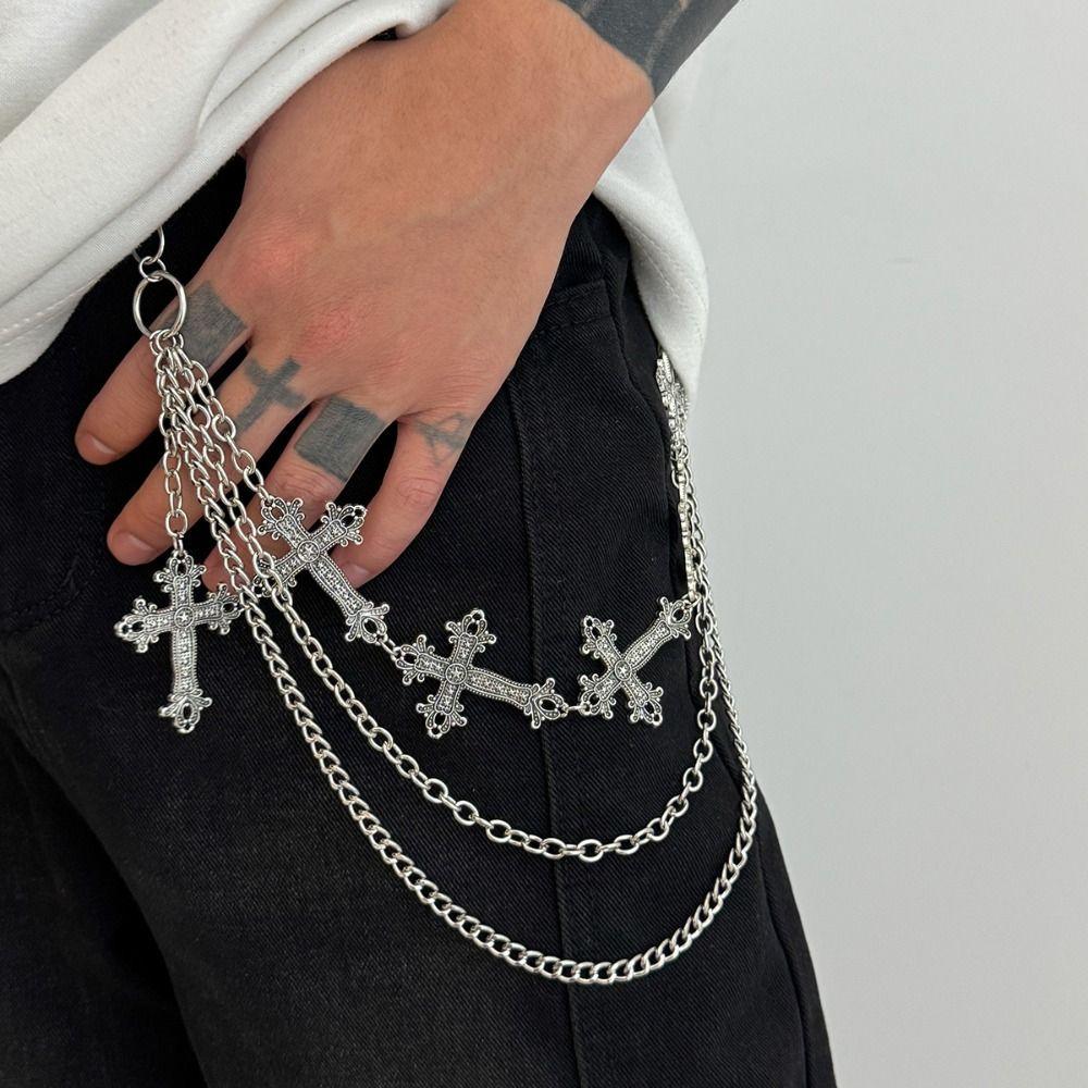 Gothic Skull Waist Chain Metal Tassel Jeans Chain Personality Punk Belt Chain  Jeans Decoration