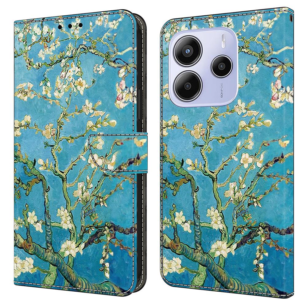 Для Xiaomi Redmi Note 14 5G Кожаный чехол С печатью рисунка Кошелек Подставка Флип-чехол для телефона