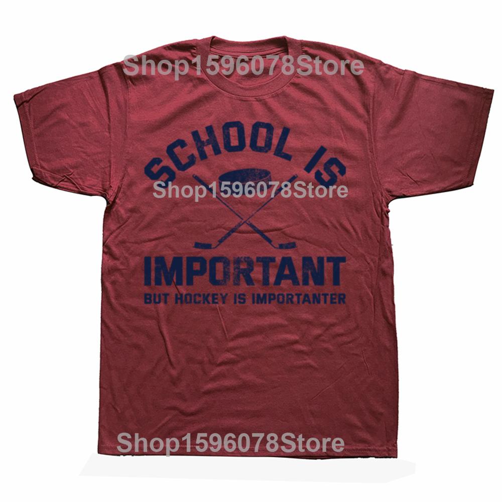 School is Important But Hockey is Importanter Tshirt Funny Sports Tee Tops Round Neck ShortSleeve Tshirt Casual Basic Tshirts