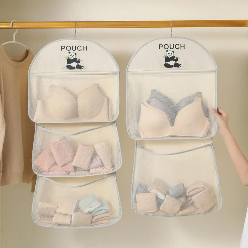 1 шт. Сетка для хранения бюстгальтеров, многослойные сумки для хранения, экономящие место, для нижнего белья, носков, дышащая подвесная сетчатая сумка, органайзер для хранения