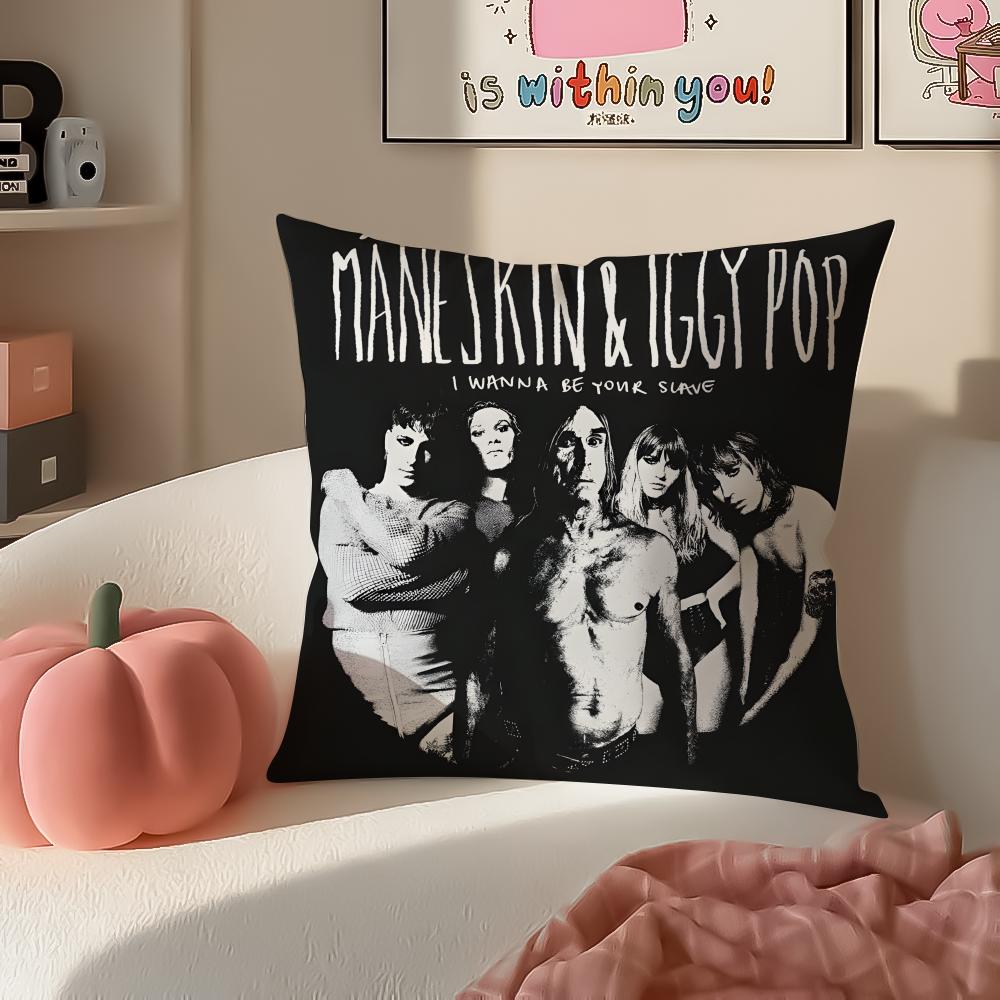 Bold Italian Rock Band MManeskin Cushion Cover Pillowcase Short Plush Invisible zipper Room Sofa Cushion Cover