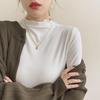 Women's Slim Fit High Collar Long Sleeve T-Shirt - Korean Style, Perfect for Autumn and Winter