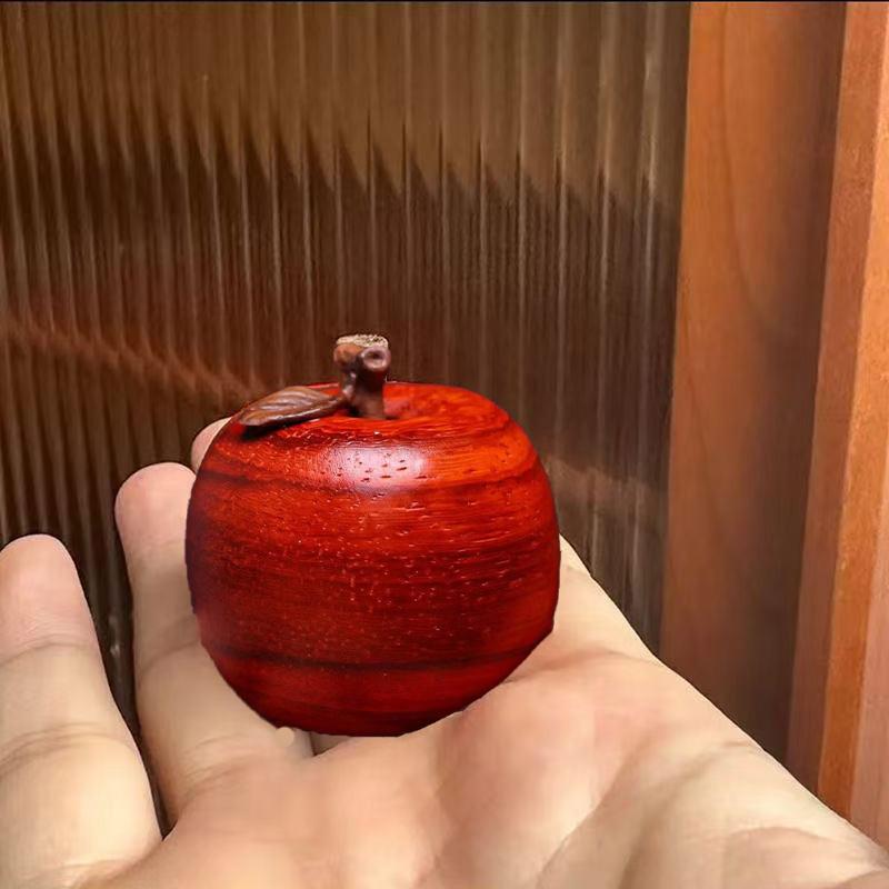 Natural Red Sandal Wood Little Apple -persimmon Simulated Fruit Model -solid Wood Carving Home Decoration, Christmas Gift
