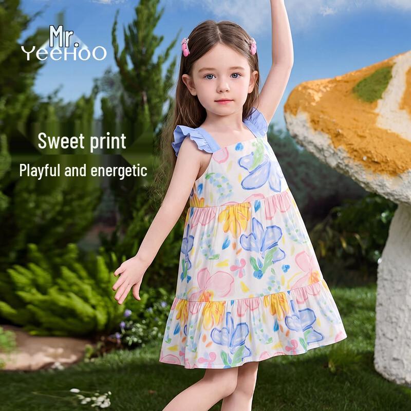 YEEHOO Girls' Playful Print Sleeveless Summer Dress