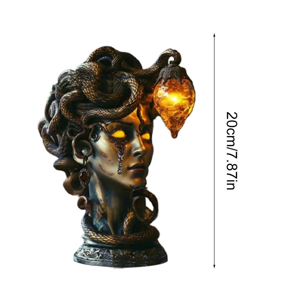 Medusa Bust Statue Mythical Monster Gothic Resin Ornament, Fun Halloween Decoration Halloween Decorations and Supplies