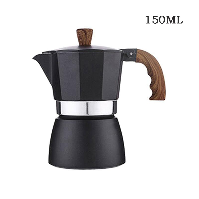 JUSTINLAU Italian Moka Pots Wood Handle Aluminum Espresso Coffee Maker Percolator Stove Top Pot Barista Tools Cafe Accessories
