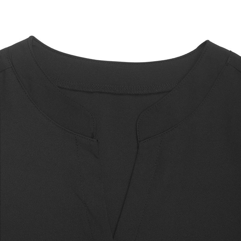 Женская рубашка с длинным рукавом, осень 2025, пуловер с маленьким воротником-стойкой, кружевной вставкой