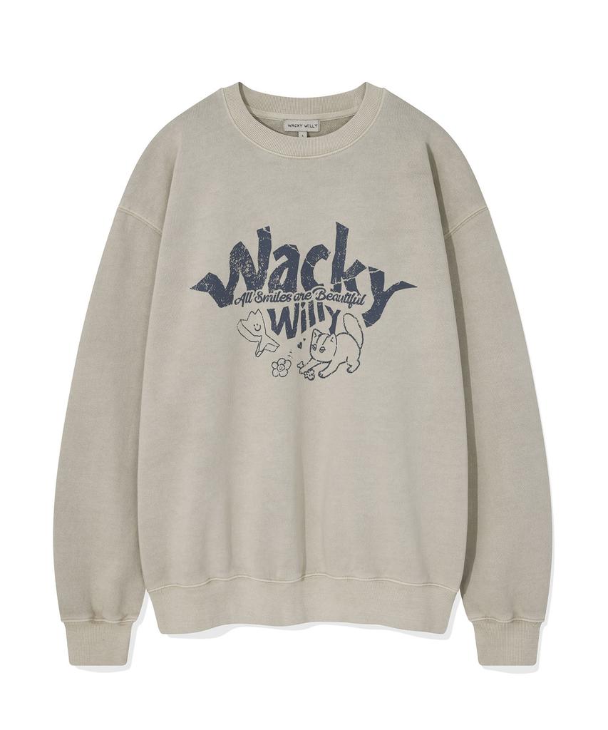 WACKY WILLY Kiki Leo Typographic Sweatshirt Ecru