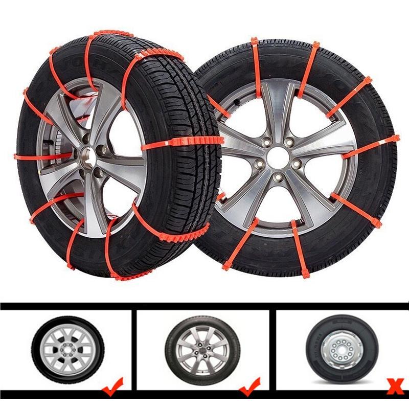 10pcs Car Wheels Tire Snow Chains Anti Slip Nylon Winter Car Snow Chains Outdoor Snow Tire Emergency Anti-Skid Tyre Chains