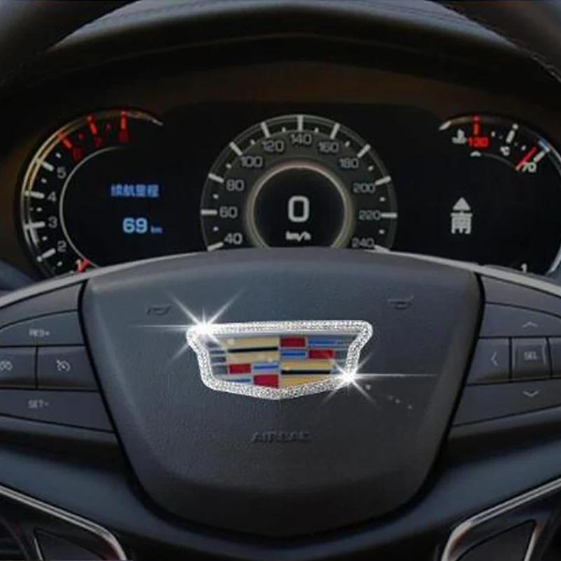 Crystal Car Steering Wheel Center Logo Edge Sticker Decoration for Cadillac CTS BLS Escalade Seville Tiburon SLS XTS XT6 CT6