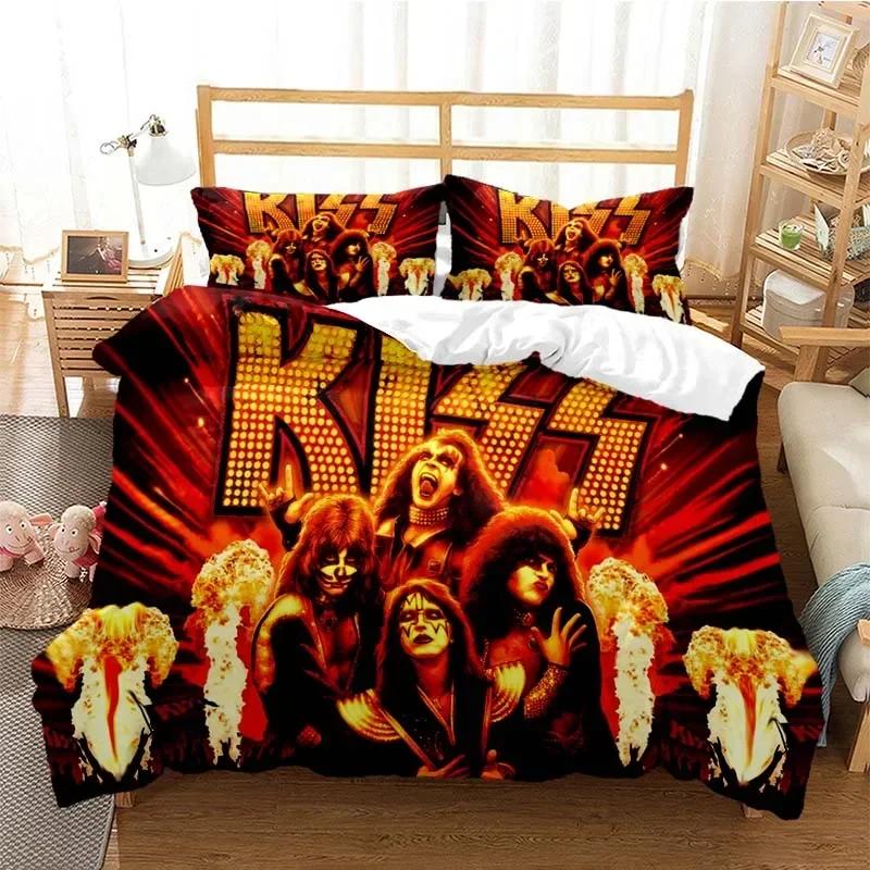 Kiss Band Fashion Comfortable Duvet Quilt Cover Pillowcase Bedding Set Children Bedroom Decoration Home Textile