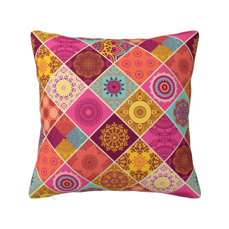 Custom Bohemia Ethnic Mandala Flower Cushion Cover 45x45 Cm Polyester Throw Pillow Case For Sofa Decoration Bedding Pillowcase