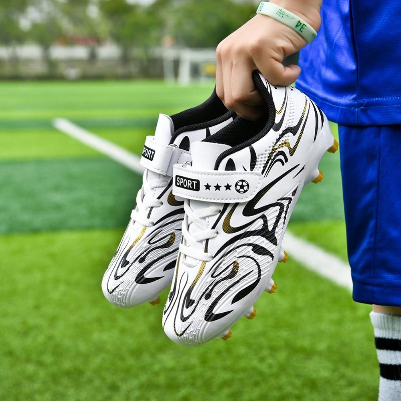 Детские футбольные бутсы для детей 30-38 лет, однотонные футбольные бутсы с волшебной клюшкой, тренировочные детские футбольные бутсы