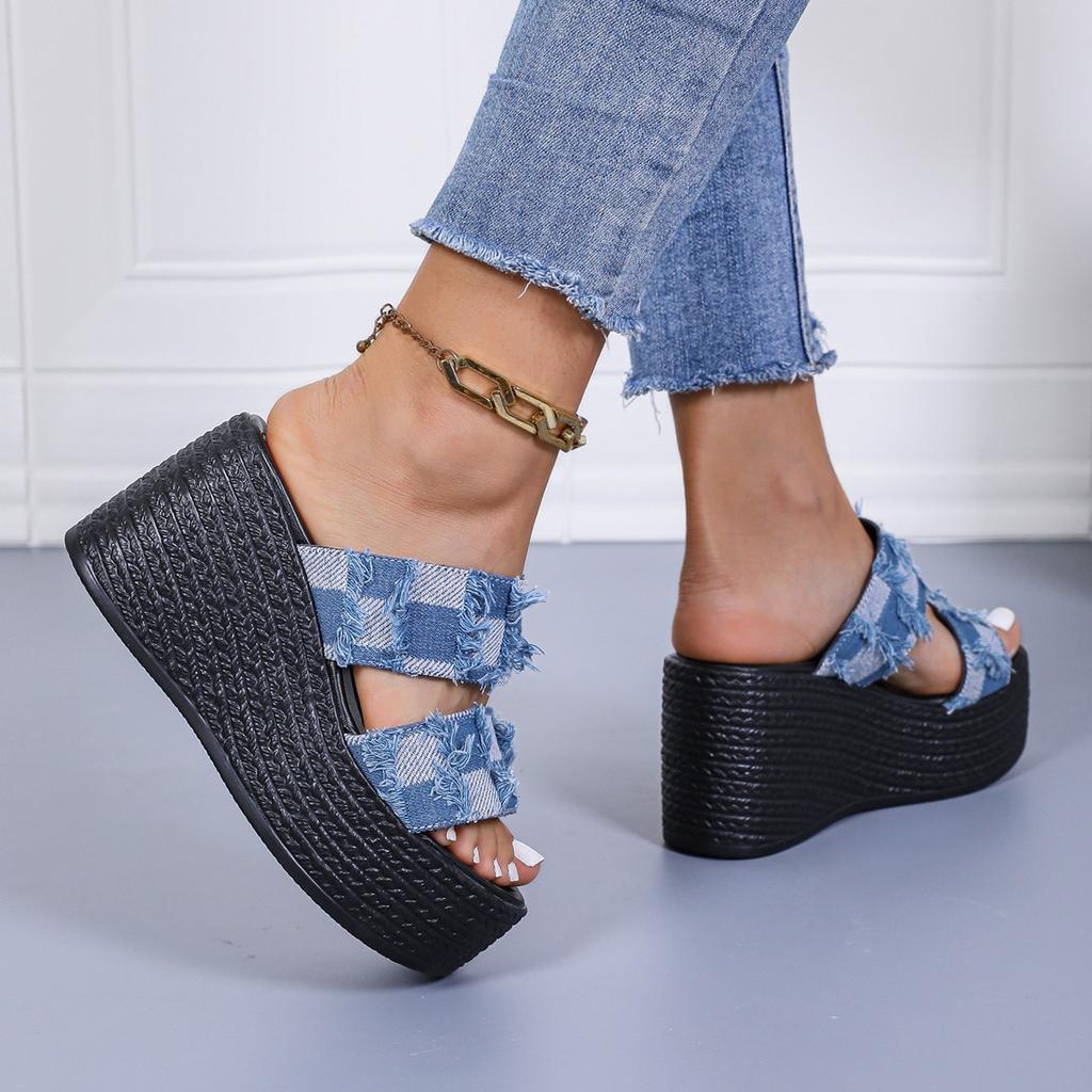 Модные женские ковбойские сандалии на танкетке 2025 Новые туфли на платформе и супервысоком каблуке Женский тренд Летние удобные сандалии-слингбэки Женские