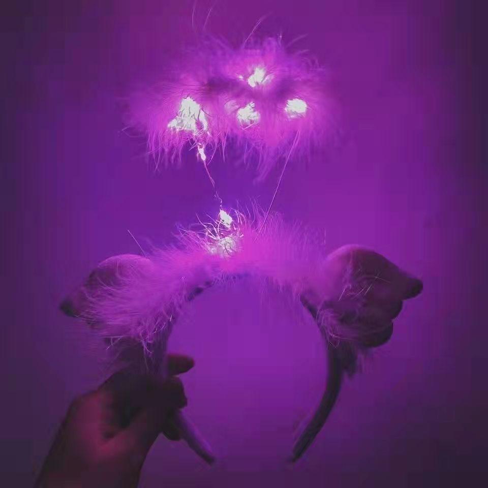 Angel Halo Glow Headband with Fairy Wings - Feather & Silk Christmas Hair Accessory