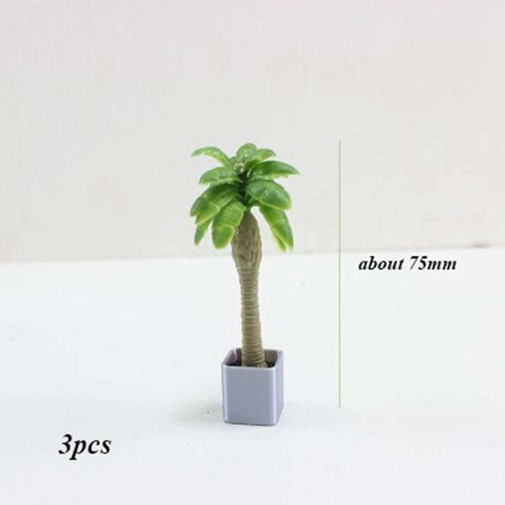 3pcs Multistyles Green Leaves Plant Pot Mini Bonsai Garden Home Model  Doll House Accessories