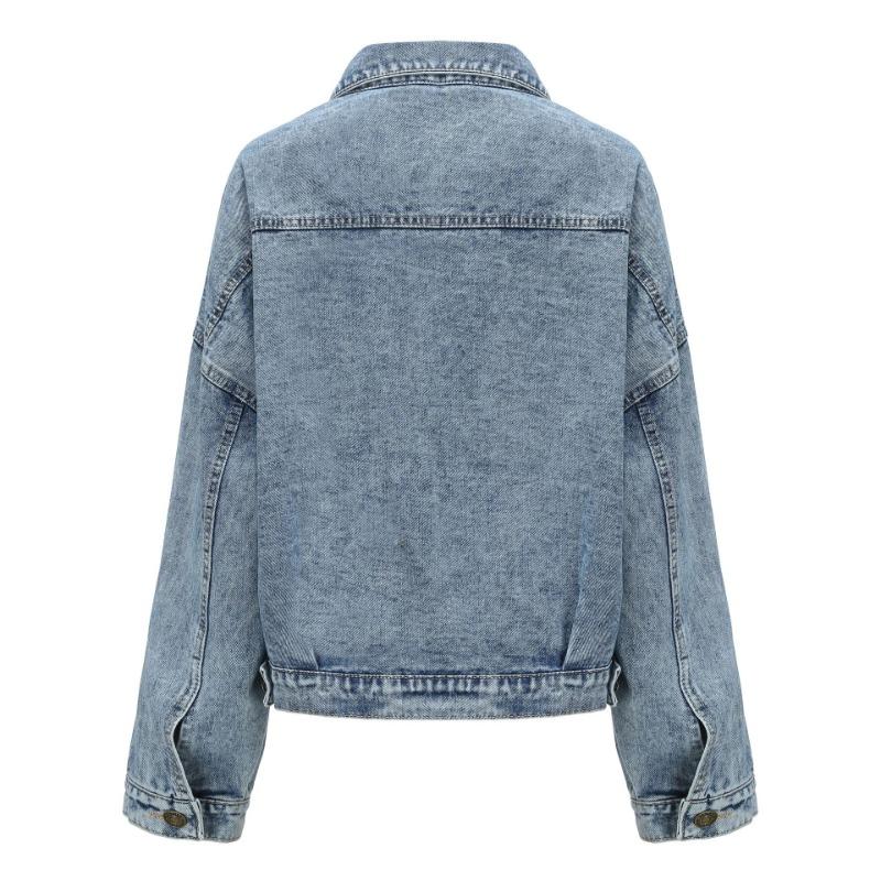 Весенне-осенняя женская короткая свободная повседневная джинсовая куртка с большим карманом