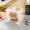 Desktop Transparent Plastic Storage Box for Toothpicks and Cotton Swabs, with Cover - Multi-functional Makeup Remover and Cosmetic Cotton Organizer.