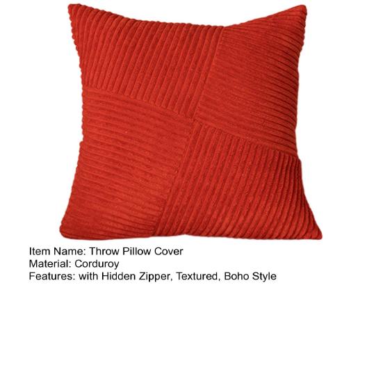 Вельветовая полосатая наволочка 18x18 дюймов, Богемная текстурированная наволочка, Лоскутная наволочка для диванной подушки для фермерского дома, дома, дивана, кровати