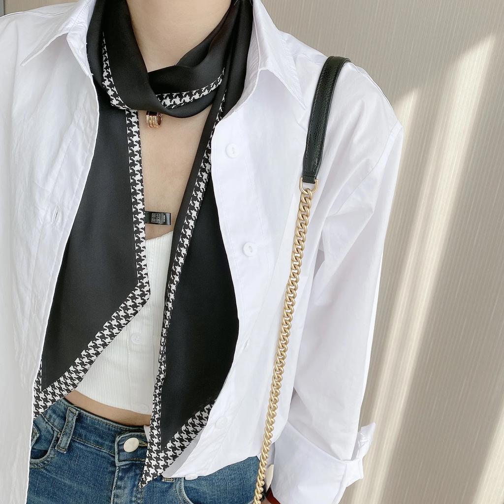 Fashion Neckerchief Skinny Hair Bands Women Silk Scarfs Long Headbands Bag Scarves 14x145cm Print Hairband Neck Scarf For Ladies