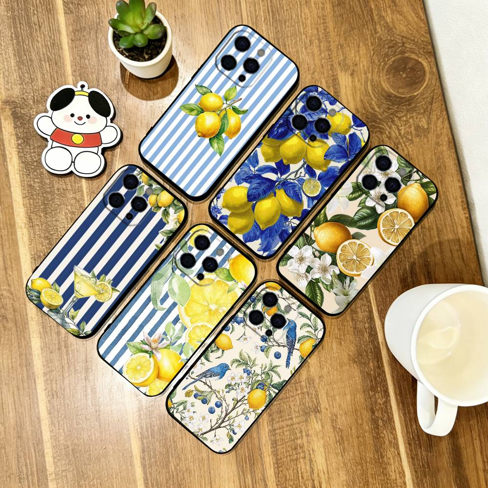 Минималистичный чехол для телефона с лимоном для iPhone 17, 16, 15, 14, 13, 12, 11 Plus, Pro Max, Другие Мягкий черный чехол