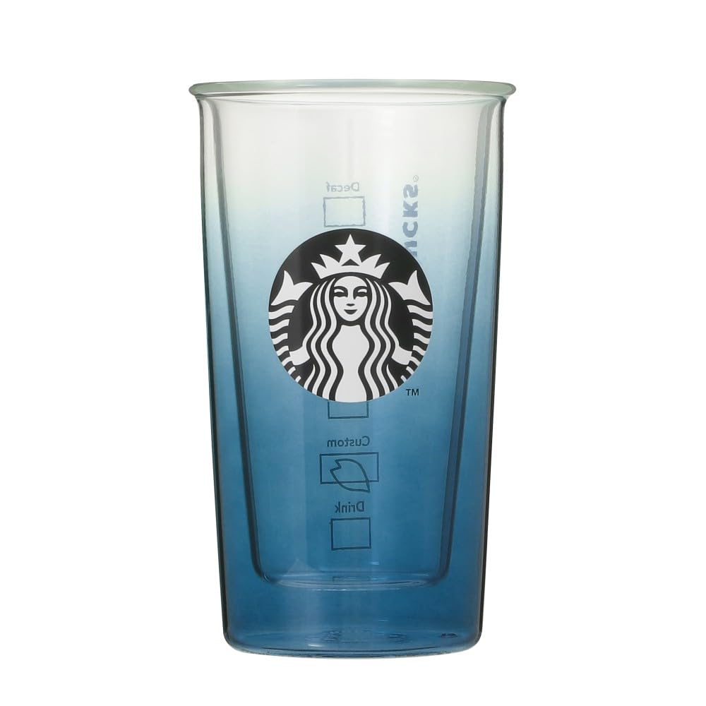 Starbucks SAKURA2025 Double-Wall Heat-Resistant Glass, Night Blue Gradient, 355ml, Sakura Design