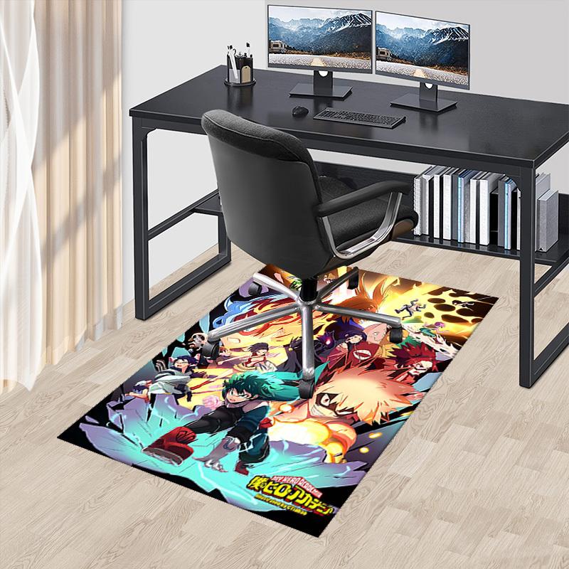 1pc My Hero Academia Chair Mat - Anime Cartoon Design Office Rug, Non-Slip Carpet for Desk, Seasonal Gift, Suitable for Home Decor, Living Room, Bedro
