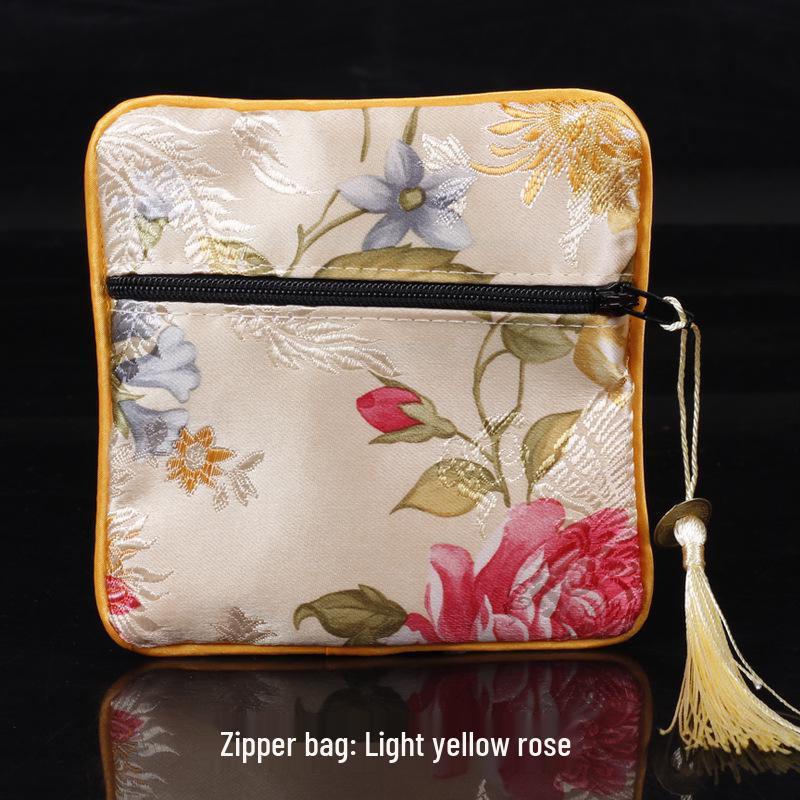 New Chinese Square Zipper Jewelry Brocade Bag
