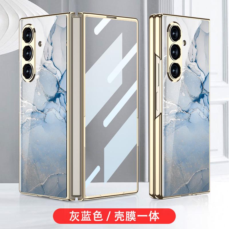 Роскошный гальванизированный чехол из окрашенного стекла для Samsung Galaxy Z Fold 7 6, защитная крышка из стекла для заднего экрана для Galaxy Z Fold7
