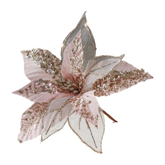 11" Рождественские Искусственные Цветы Блестки Пайетки Пуансеттия Цветок Ткань Искусственные Цветочные Пики для Украшения Рождественской Елки Свадьба День Рождения Венок Декор