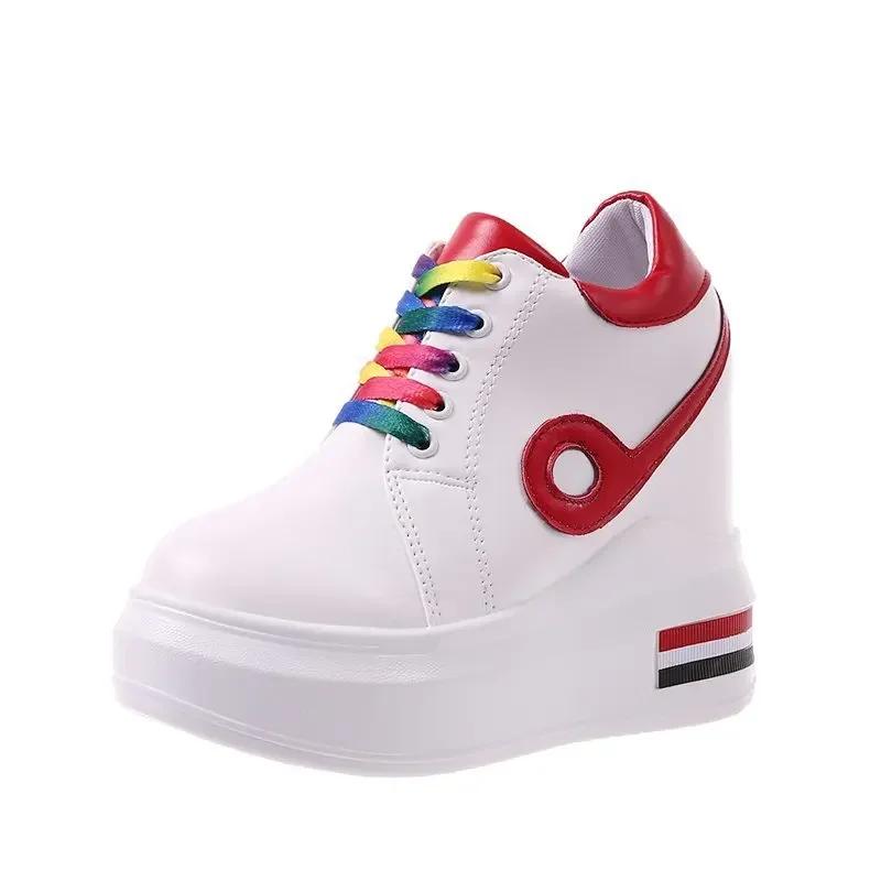 Модная весенняя женская обувь на высоком каблуке 12 см, повседневная обувь на танкетке и платформе, женская обувь, летние туфли-лодочки с увеличением высоты, обувь с цветами