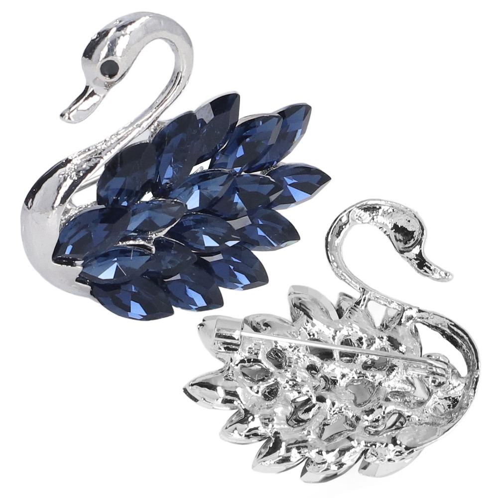 2pcs Alloy Material Swan Brooch Exquisite Craftsmanship Rhinestone Brooch Crystal Brooch For Women