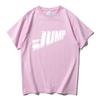 Черная и розовая футболка с одинарным принтом Jump, корейская мода, футболки для женской группы, унисекс, уличная одежда, повседневные свободные футболки с коротким рукавом