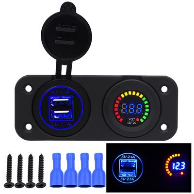12 В светодиодный Duel Car 2 USB-порта зарядное устройство с вольтметром постоянного тока цифровой автомобиль/мотоцикл/лодка прикуриватель разветвитель гнезда